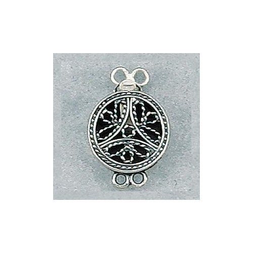 Sterling Silver Oxidized, 22.8mm Width by 6.8mm Length by 15.0mm Height, 2 Strand Filigree Round Box Clasp. Quantity Per Pack: 1 Pair.