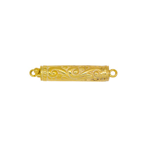 Clasps. Sterling Silver 14kt Gold Plated / Vermeil 6.4mm Width by 28.0mm Length, Engraved Box Clasp, with Fish hook to lock the clasp, Engraved Box Clasp. Quantity Per Pack: 1 Piece.