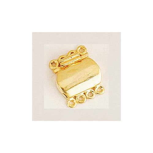 Sterling Silver Gold Plated, 15.7mm Width by 4.6mm Length by 13.3mm Height, 4 Strand Plain Rectangle Box Clasp. Quantity Per Pack: 1 Pair.