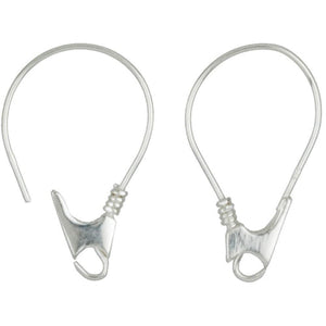 Ear Findings. Sterling Silver 23.0 Gauge, 12.5mm Width by 19.5mm Height, Ear Wire With 1.8mm Width by 2.8mm Length Coil, and 3.3mm Width / Length Open Ring towards the front bottom. Quantity Per Pack: 8 Pieces.