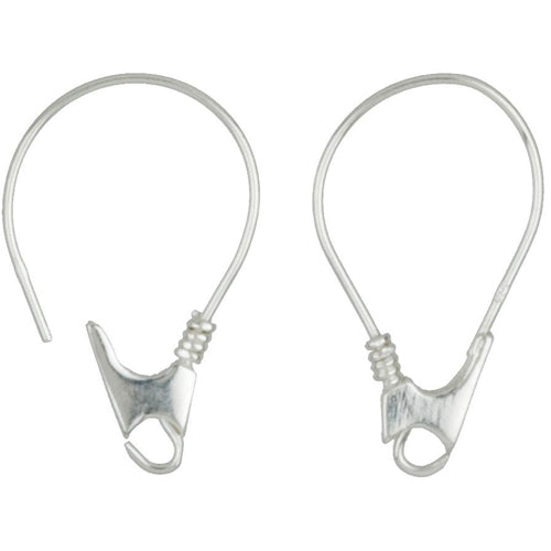 Ear Findings. Sterling Silver 23.0 Gauge, 12.5mm Width by 19.5mm Height, Ear Wire With 1.8mm Width by 2.8mm Length Coil, and 3.3mm Width / Length Open Ring towards the front bottom. Quantity Per Pack: 8 Pieces.