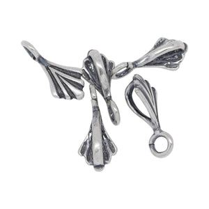 Sterling Silver Oxidized 4.7mm Width by 6.2mm Length by 10.7mm Height, Shell Sliding Bail with 18.0 Gauge 4.5mm Width / Length Open Ring. Quantity per pack - 2 Pieces.