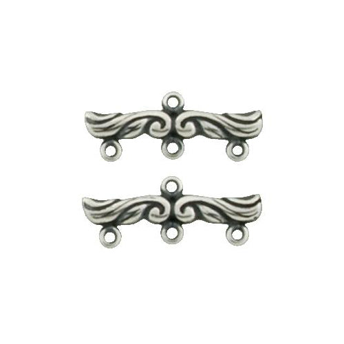 Ear Findings. Sterling Silver Oxidized 1.4mm Width by 22.0mm Length by 8.6mm Height, Engraved Chandelier with Three of 2.8mm Closed Rings at the bottom and One Closed Ring at the Top. Quantity Per Pack: 4 Pieces.