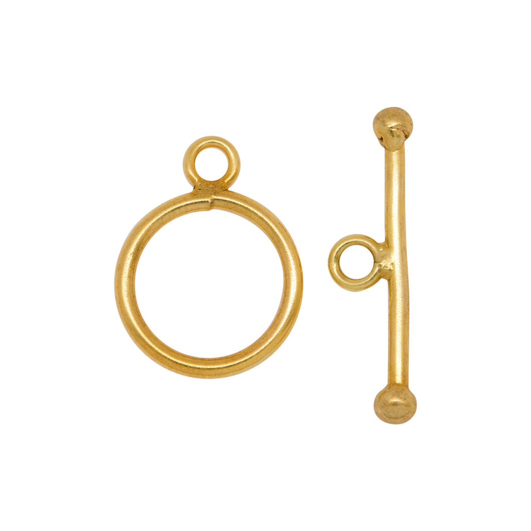 Clasps. 14kt Gold Filled 14.0 Gauge, 14.5mm Width / Length, Smooth Circle Toggle Clasp Ring, With 24.60mm Length by 1.6mm Thick Toggle Clasp Bar, Smooth Circle Toggle Clasp. Quantity Per Pack: 1 Pair.