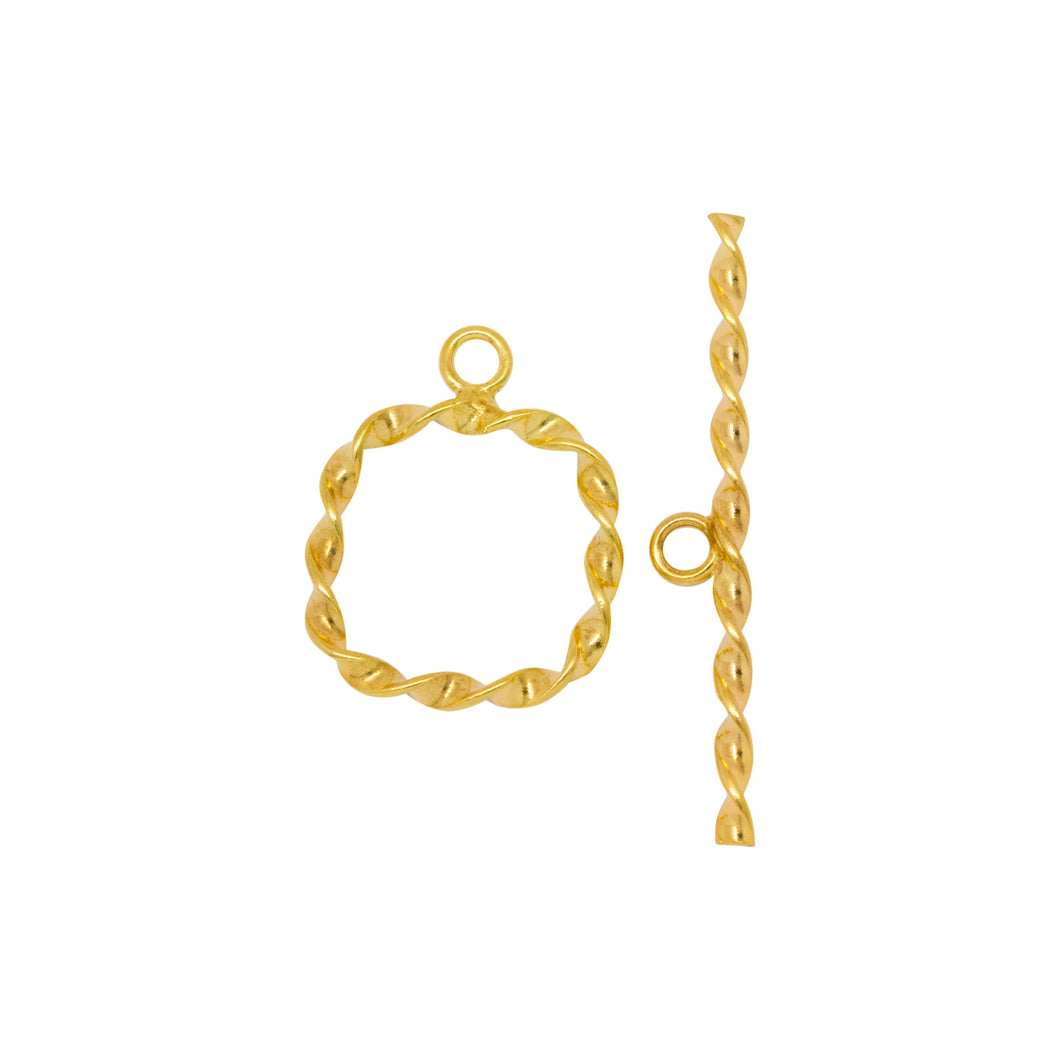 Clasps. 14kt Gold Filled 18.0 Gauge, 16.0mm Width / Length Flat Wire, Twisted SquareToggle Clasp With 32.6mm Length Flat Wire, Twisted Toggle Clasp Bar, Twisted Toggle Clasp. Quantity Per Pack: 2 Pairs.