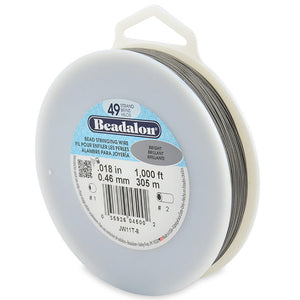 Beading Cords. Beadalon 49 Strand, 0.018 Inch Diameter, 1000 Feet Bright Beading Wire. Spools sold per pack - 1 Spool.