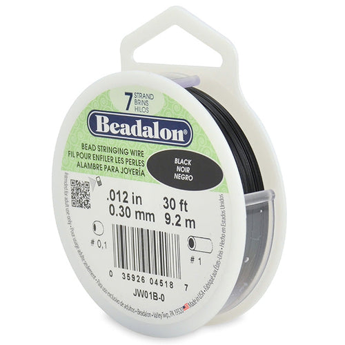 Beading Cords. Beadalon 7 Strand, 0.012 Inch Diameter, 30 Feet Black Beading Wire. Spools sold per pack - 1 Spool.