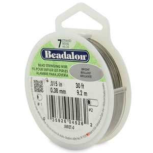 Beading Cords. Beadalon 7 Strand, 0.015 Inch Diameter, 30 Feet Bright Beading Wire. Spools sold per pack - 1 Spool.