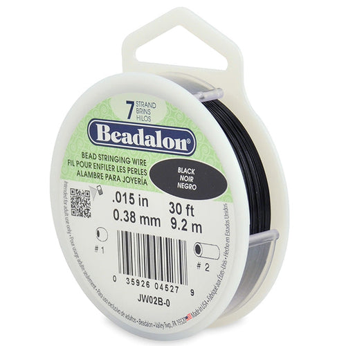 Beading Cords. Beadalon 7 Strand, 0.015 Inch Diameter, 30 Feet Black Beading Wire. Spools sold per pack - 1 Spool.