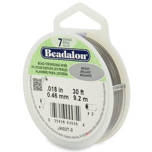 Beading Cords. Beadalon 7 Strand, 0.018 Inch Diameter, 30 Feet Bright Beading Wire. Spools sold per pack - 1 Spool.