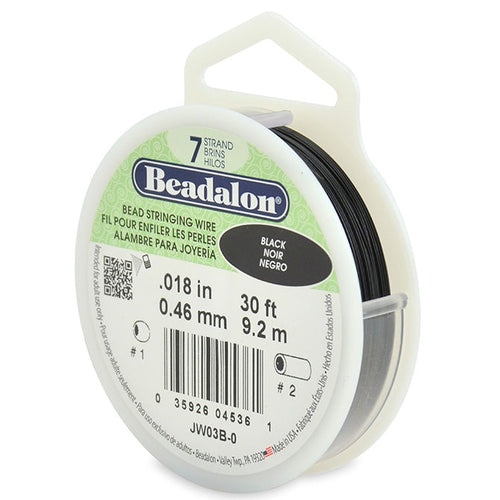 Beading Cords. Beadalon 7 Strand, 0.018 Inch Diameter, 30 Feet Black Beading Wire. Spools sold per pack - 1 Spool.