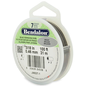 Beading Cords. Beadalon 7 Strand, 0.018 Inch Diameter, 100 Feet Bright Beading Wire. Spools sold per pack - 1 Spool.