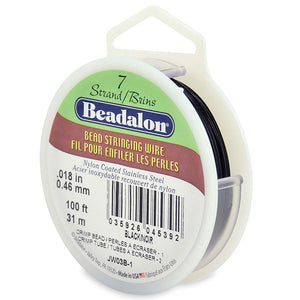 Beading Cords. Beadalon 7 Strand, 0.018 Inch Diameter, 100 Feet Black Beading Wire. Spools sold per pack - 1 Spool.