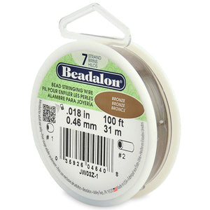 Beading Cords. Beadalon 7 Strand, 0.018 Inch Diameter, 100 Feet Bronze Beading Wire. Spools sold per pack - 1 Spool.