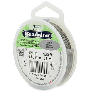 Beading Cords. Beadalon 7 Strand, 0.021 Inch Diameter, 100 Feet Bright Beading Wire. Spools sold per pack - 1 Spool.