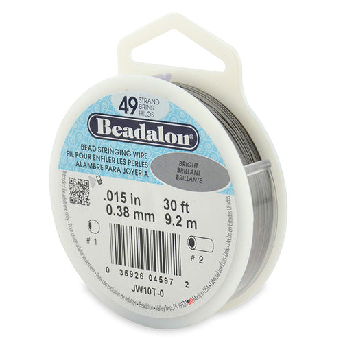 Beading Cords. Beadalon 49 Strand, 0.015 Inch Diameter, 30 Feet Bright Beading Wire. Spools sold per pack - 1 Spool.