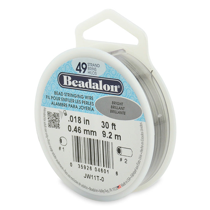 Beading Cords. Beadalon 49 Strand, 0.018 Inch Diameter, 30 Feet Bright Beading Wire. Spools sold per pack - 1 Spool.