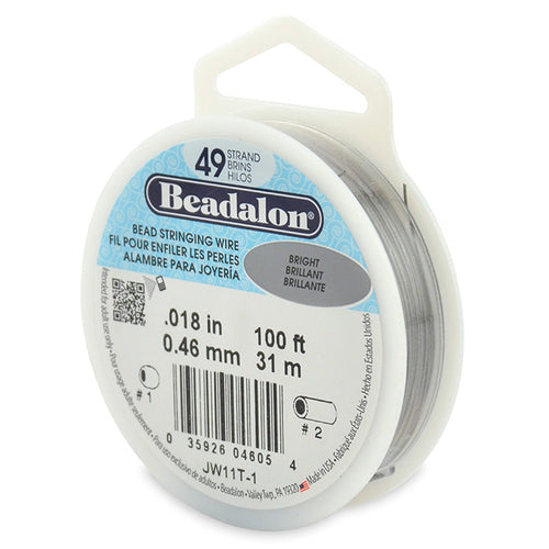 Beading Cords. Beadalon 49 Strand, 0.018 Inch Diameter, 100 Feet Bright Beading Wire. Spools sold per pack - 1 Spool.