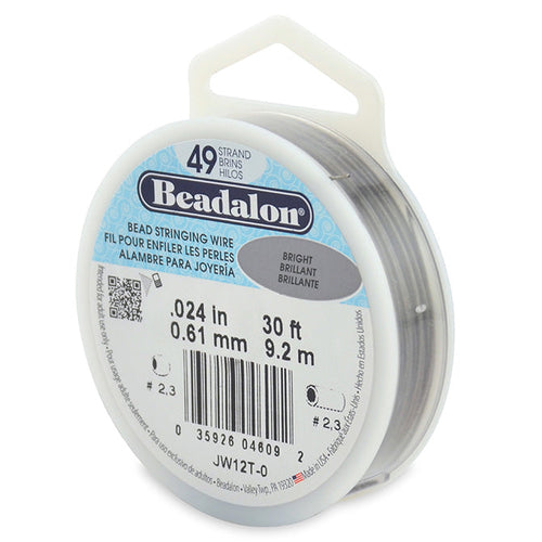 Beading Cords. Beadalon 49 Strand, 0.024 Inch Diameter, 30 Feet Bright Beading Wire. Spools sold per pack - 1 Spool.