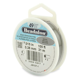 Beading Cords. Beadalon 49 Strand, 0.015 Inch Diameter, 100 Feet Bright Beading Wire. Spools sold per pack - 1 Spool.