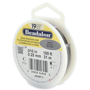 Beading Cords. Beadalon 19 Strand, 0.010 Inch Diameter, 100 Feet Bright Beading Wire. Spools sold per pack - 1 Spool.