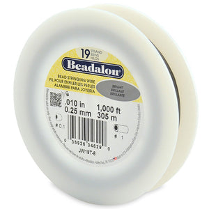 Beading Cords. Beadalon 19 Strand, 0.010 Inch Diameter, 1000 Feet Bright Beading Wire. Spools sold per pack - 1 Spool.