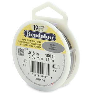 Beading Cords. Beadalon 19 Strand, 0.015 Inch Diameter, 100 Feet Bright Beading Wire. Spools sold per pack - 1 Spool.