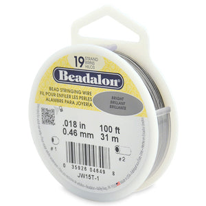 Beading Cords. Beadalon 19 Strand, 0.018 Inch Diameter, 100 Feet Bright Beading Wire. Spools sold per pack - 1 Spool.