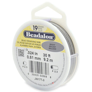 Beading Cords. Beadalon 19 Strand, 0.024 Inch Diameter, 30 Feet Bright Beading Wire. Spools sold per pack - 1 Spool.