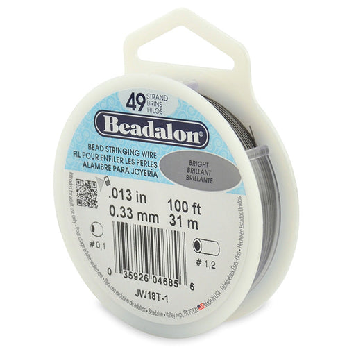 Beading Cords. Beadalon 49 Strand, 0.013 Inch Diameter, 100 Feet Bright Beading Wire. Spools sold per pack - 1 Spool.