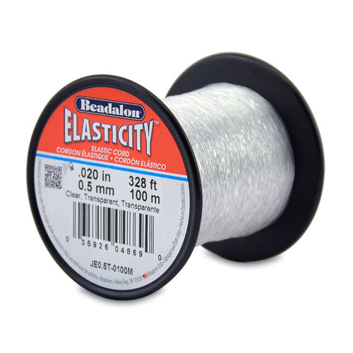 Elasticity Stretch Cords. Beadalon Elasticity, 0.5mm Diameter, 100 Meter Original Stretch Cord. Spools sold per pack - 1 Spool.