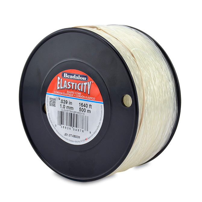 Elasticity Stretch Cords. Beadalon Elasticity, 1.0mm Diameter, 500 Meter Original Stretch Cord. Spools sold per pack - 1 Spool.