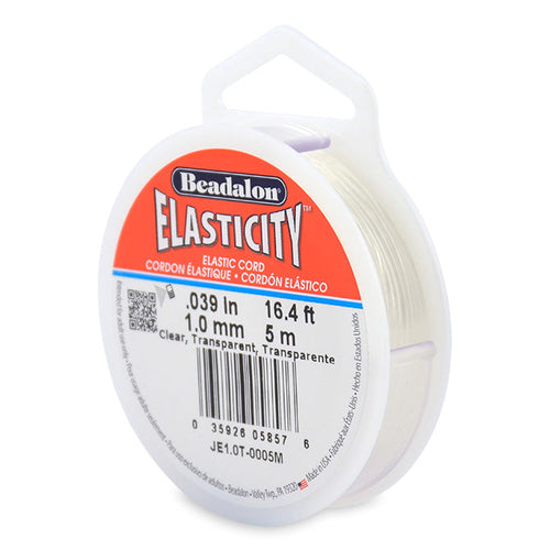 Elasticity Stretch Cords. Beadalon Elasticity, 1.0mm Diameter, 5 Meter Original Stretch Cord. Spools sold per pack - 1 Spool.