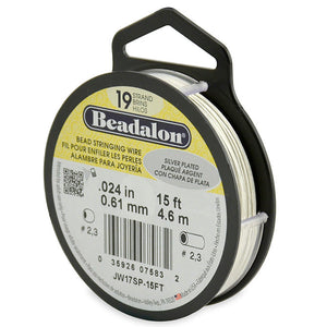 Beading Cords. Beadalon 19 Strand, 0.024 Inch Diameter, 30 Feet Satin Silver Beading Wire. Spools sold per pack - 1 Spool.