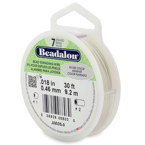 Beading Cords. Beadalon 7 Strand, 0.018 Inch Diameter, 30 Feet Silver Beading Wire. Spools sold per pack - 1 Spool.