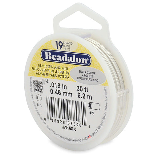 Beading Cords. Beadalon 19 Strand, 0.018 Inch Diameter, 30 Feet Silver Beading Wire. Spools sold per pack - 1 Spool.