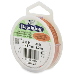 Beading Cords. Beadalon 7 Strand, 0.018 Inch Diameter, 30 Feet Copper Beading Wire. Spools sold per pack - 1 Spool.