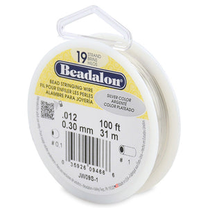 Beading Cords. Beadalon 19 Strand, 0.012 Inch Diameter, 100 Feet Silver Beading Wire. Spools sold per pack - 1 Spool.