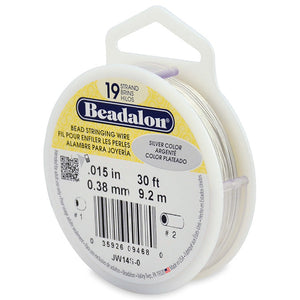 Beading Cords. Beadalon 19 Strand, 0.015 Inch Diameter, 30 Feet Silver Beading Wire. Spools sold per pack - 1 Spool.