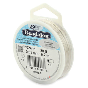 Beading Cords. Beadalon 49 Strand, 0.024 Inch Diameter, 30 Feet Silver Beading Wire. Spools sold per pack - 1 Spool.