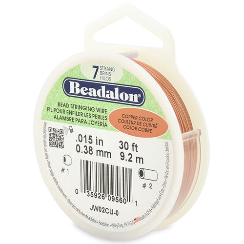 Beading Cords. Beadalon 7 Strand, 0.015 Inch Diameter, 30 Feet Copper Beading Wire. Spools sold per pack - 1 Spool.