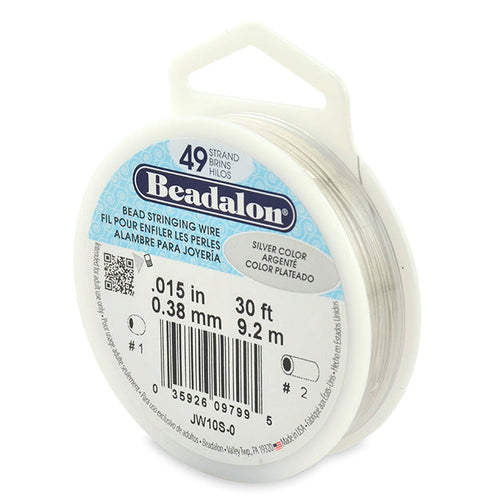 Beading Cords. Beadalon 49 Strand, 0.015 Inch Diameter, 30 Feet Silver Beading Wire. Spools sold per pack - 1 Spool.