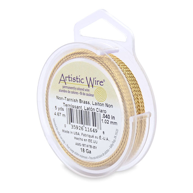 Artistic Wire. Twisted Artistic Wire, 0.040 Inch Diameter, 5 Yards, Non-Tarnish Brass Wire. Spools sold per pack - 1 Spool.