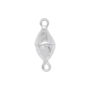 Clasps. Sterling Silver 5.6mm Width by 10.7mm Length, Magnetic Clasp with 21.0 Gauge 2.96mm Closed Ring on Each Side. Quantity Per Pack: 1 Piece.