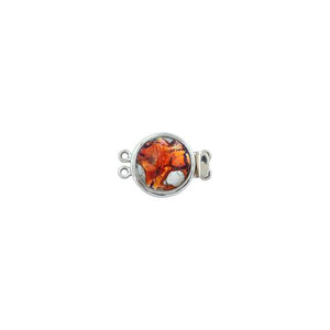 Sterling Silver, 25.1mm Width by 12.5mm Length by 16.0mm Height, Italian Murano Glass Round Box Clasp. Quantity Per Pack: 1 Pair.