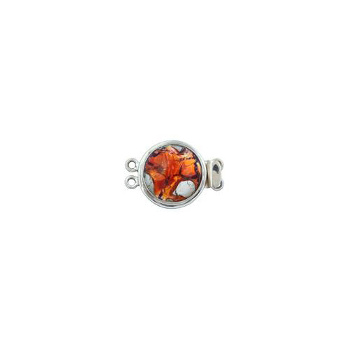 Sterling Silver, 25.1mm Width by 12.5mm Length by 16.0mm Height, Italian Murano Glass Round Box Clasp. Quantity Per Pack: 1 Pair.