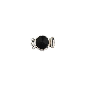 Sterling Silver, 28.2mm Width by 12.3mm Length by 19.3mm Height, 3 Strand Onyx Round Box Clasp. Quantity Per Pack: 1 Pair.