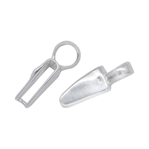 Sterling Silver 3.6mm Length by 7.8mm Width by 7.4mm Height, Smooth Sliding Bail With 5.6mm Width by 7.2mm Length by 15.6mm Height, Smooth Pinch Bail at the Bottom. Quantity per pack - 2 Pieces.