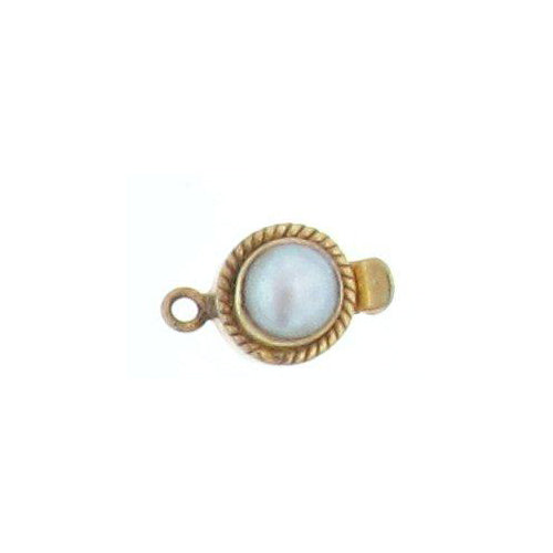 Sterling Silver Gold Plated, 19.3mm Width by 8.4mm Length by 11.3mm Height, Pearl Round Box Clasp. Quantity Per Pack: 1 Pair.