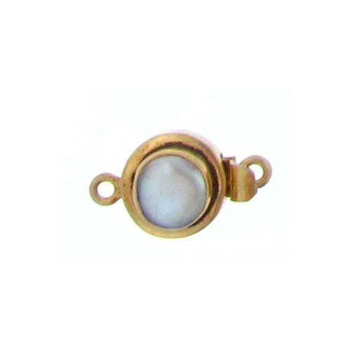 Sterling Silver Gold Plated, 23.3mm Width by 10.0mm Length by 13.2mm Height, Pearl Round Box Clasp. Quantity Per Pack: 1 Pair.